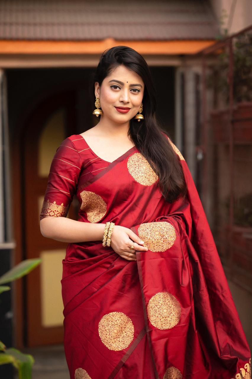 India Silk Red Sarees Made From Soft Lichi Silk Cloth Combine Traditional Beauty With Exceptional Comfort