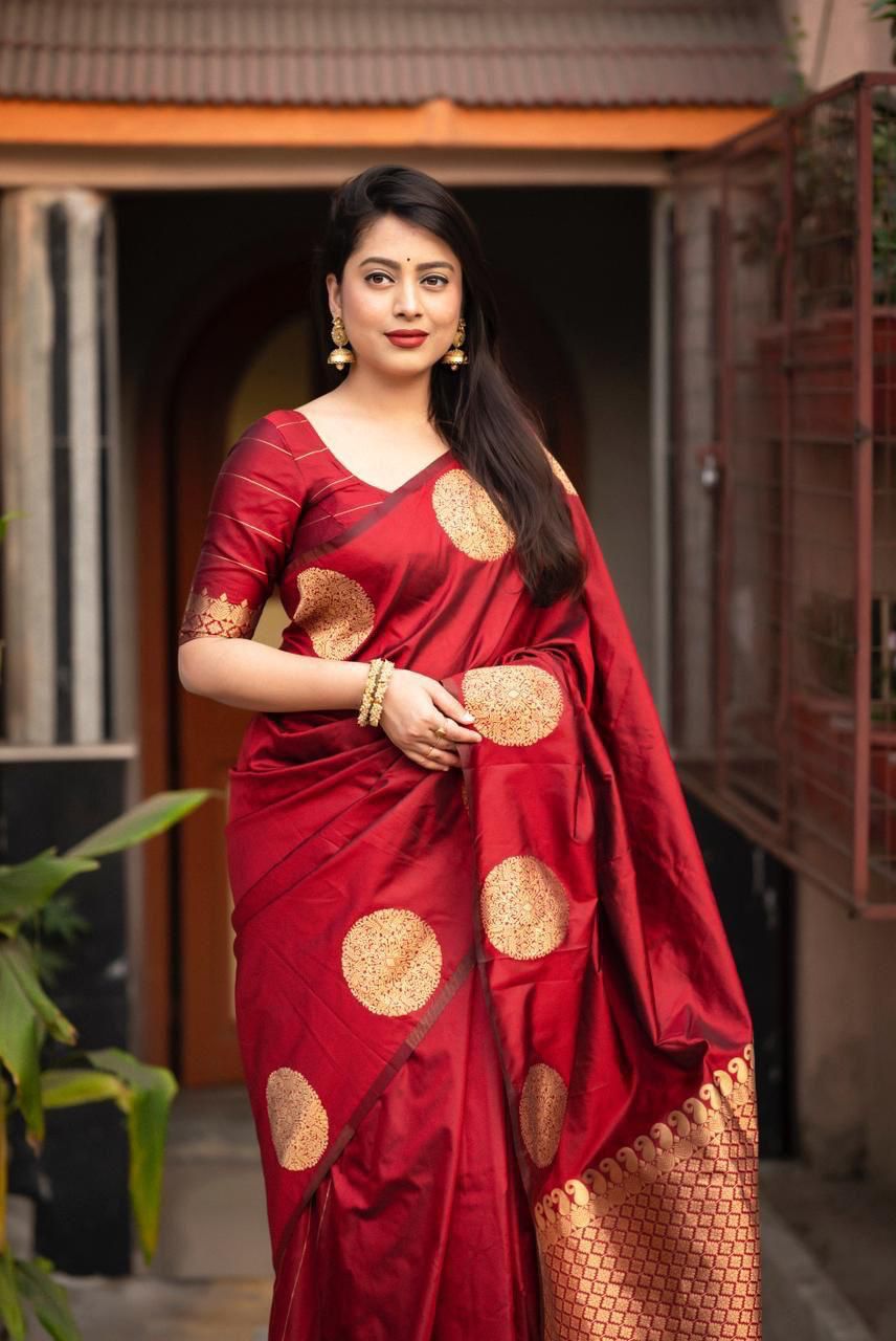 India Silk Red Sarees Made From Soft Lichi Silk Cloth Combine Traditional Beauty With Exceptional Comfort