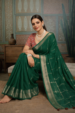 Green Designer Silk Sarees for Women | Wedding & Party Wear UK