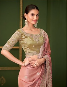 Pink Embroidered Saree for Women | Party Wear Saree UK
