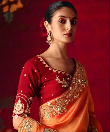 Orange Embroidered Designer Sarees for Women | Wedding Sarees UK