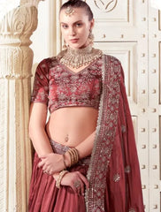 Brown Rangoli Silk Lehenga Set