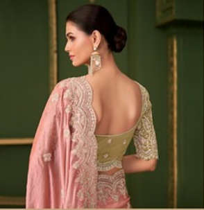 Pink Embroidered Saree for Women | Party Wear Saree UK