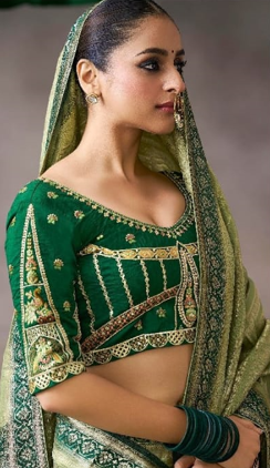 Olive Green Designer Embroidered Saree Collection | Wedding & Party Wear UK