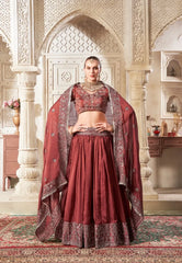 Brown Rangoli Silk Lehenga Set