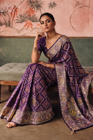 Purple Designer Silk Saree for Women | Indian Saree UK