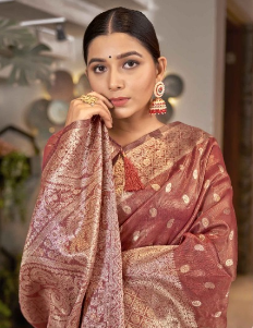 Banarasi Silk Saree – Rose Pink Wedding Wear Zari