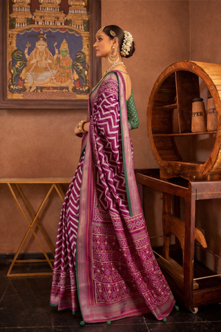 lavender  Patola Saree with Traditional Weave | Luxury Indian Sarees UK