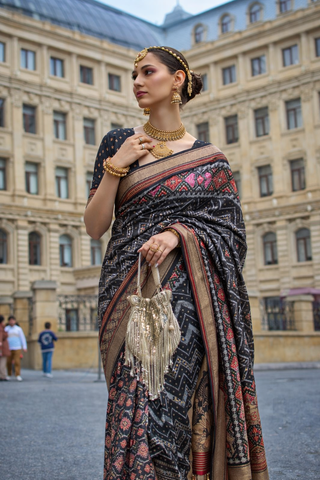 Timeless Royal Elegance in Black Silk Saree | Luxury Ethnic Fashion in a Modern City