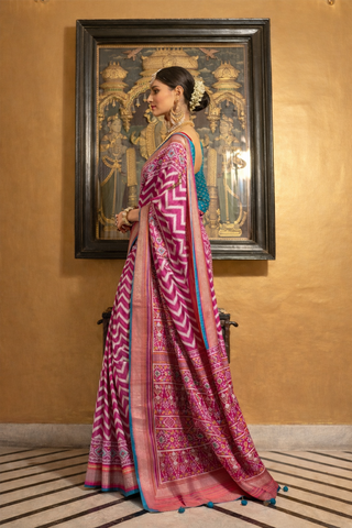 Pink Patola Saree with Traditional Weave | Luxury Indian Sarees UK