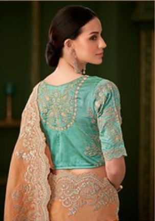 Peach Embroidered Saree for Women | Party Wear Saree UK