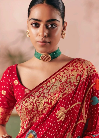 Red Designer Silk Saree for Women | Indian Wedding Saree UK