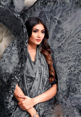 Grey Digital Printed Crepe Saree