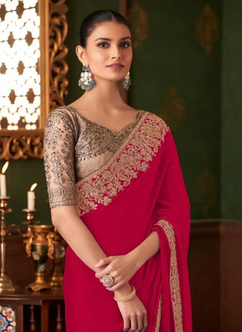 India Silk Pink Sarees Crafted From Soft Dola Viscose Silk Offer A Luxurious Feel And Graceful Drape