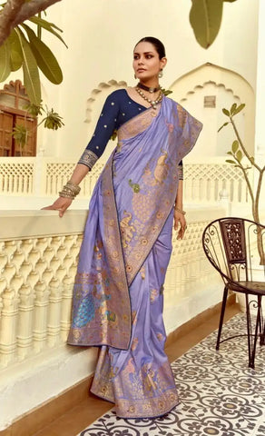 India Silk Lavender Presents A Pure Viscose Saree Featuring A Delicately Hand-Worked Body That Showcases Exquisite Craftsmanship