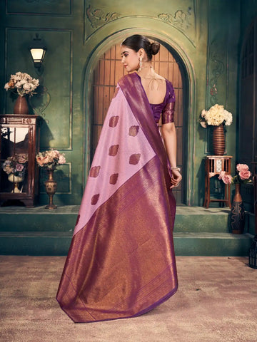 India Silk Pink and Purple Sarees Crafted With Exquisite Zari Silk Offer A Perfect Blend Of Tradition And Luxury