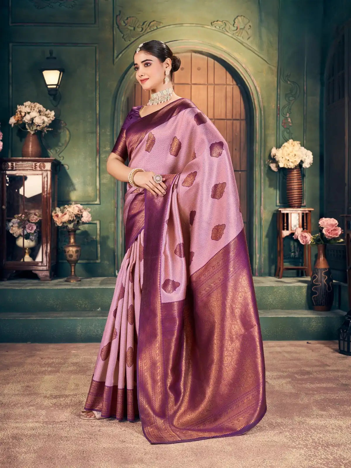 India Silk Pink and Purple Sarees Crafted With Exquisite Zari Silk Offer A Perfect Blend Of Tradition And Luxury