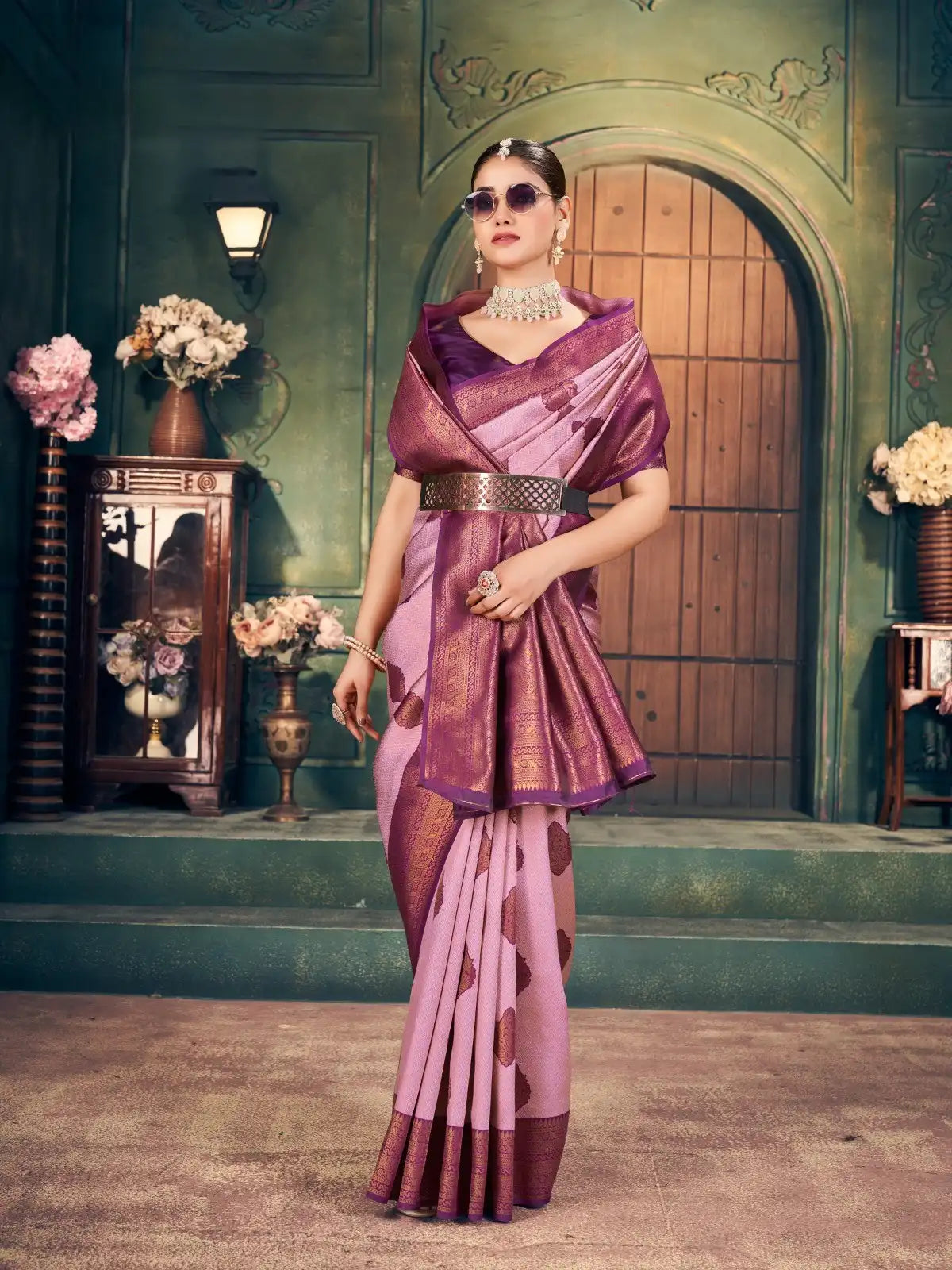 India Silk Pink and Purple Sarees Crafted With Exquisite Zari Silk Offer A Perfect Blend Of Tradition And Luxury