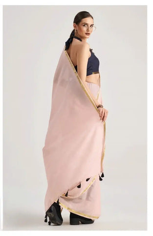 India Silk Baby Pink Sarees Crafted From Soft Viscose Mul Fabric Offer A Perfect Blend Of Comfort And Elegance