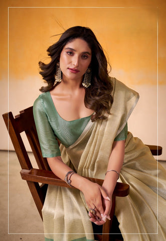India Silk Light beige Tissue Silk Sarees Offer A Perfect Blend Of Tradition And Comfort