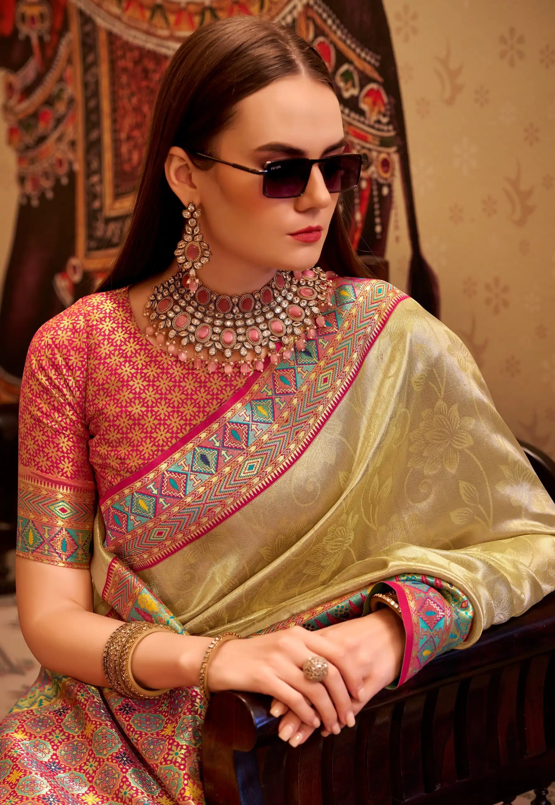 India Silk Off-White Sarees Crafted From Premium Tissue Silk Offer A Luxurious Blend Of Softness