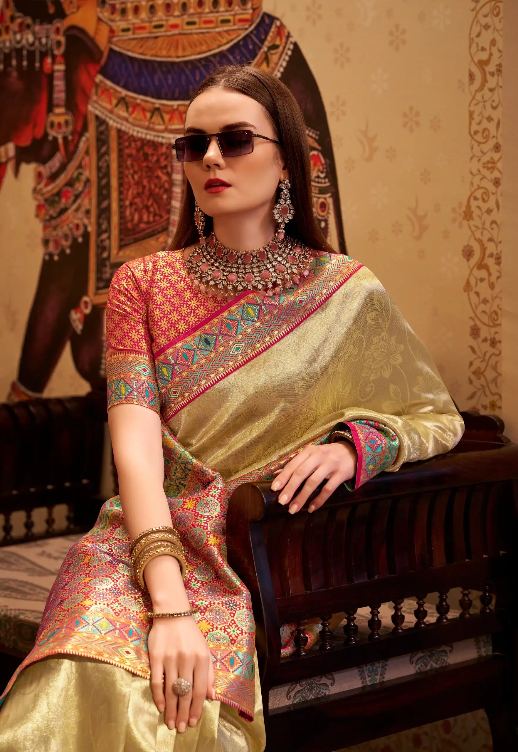 India Silk Off-White Sarees Crafted From Premium Tissue Silk Offer A Luxurious Blend Of Softness