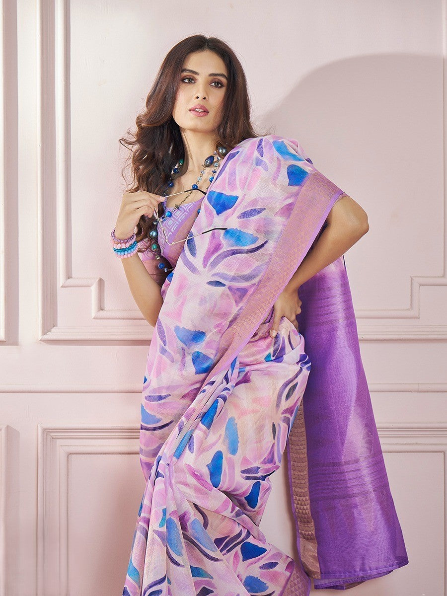 India Silk Lavender Fancy Fabric offers a luxurious blend of texture and color, perfect for adding elegance
