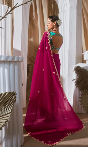 Pink Luxury Embroidered Saree | Designer Indian Saree Online UK