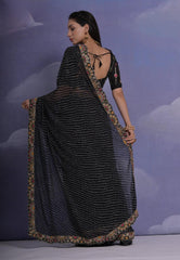 Vibrant Black Georgette Saree with Bandhani Pattern