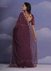 Vibrant Purple Georgette Saree with Bandhani Pattern