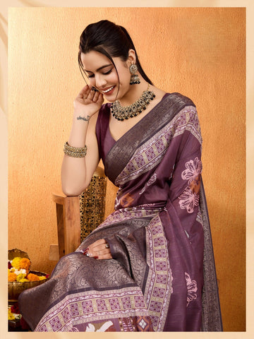 Premium  Traditional  Wine Saree with Designer Pallu