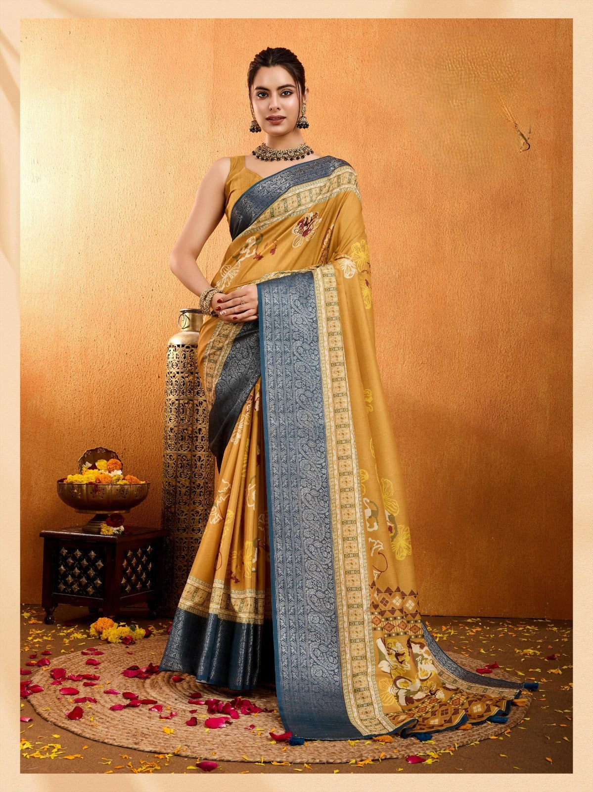 Premium  Traditional  Yellow Saree with Designer Pallu