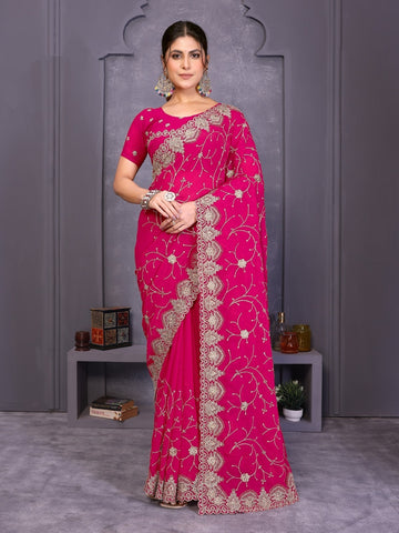 Twill Net Saree with Codding Work & Running Blouse – Premium Partywear - UK