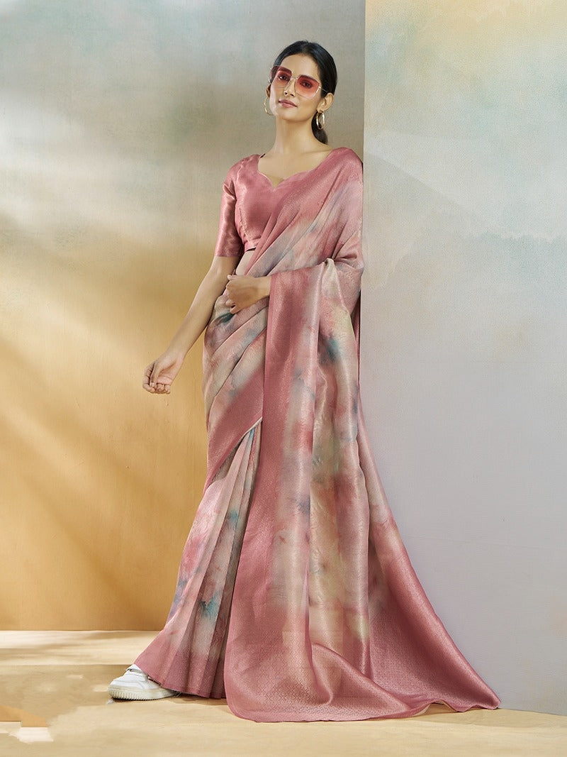 Blush Pink Lightweight Silk Saree – Soft Feminine Elegance for Modern Wear | UK