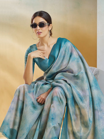Teal Blue Lightweight Silk Saree – Contemporary Elegance with a Modern Drape | UK