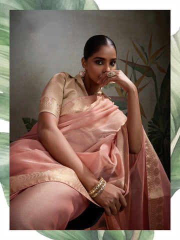 Peach  Luxury Soft Silk Sarees for Women | Elegant Indian Sarees UK