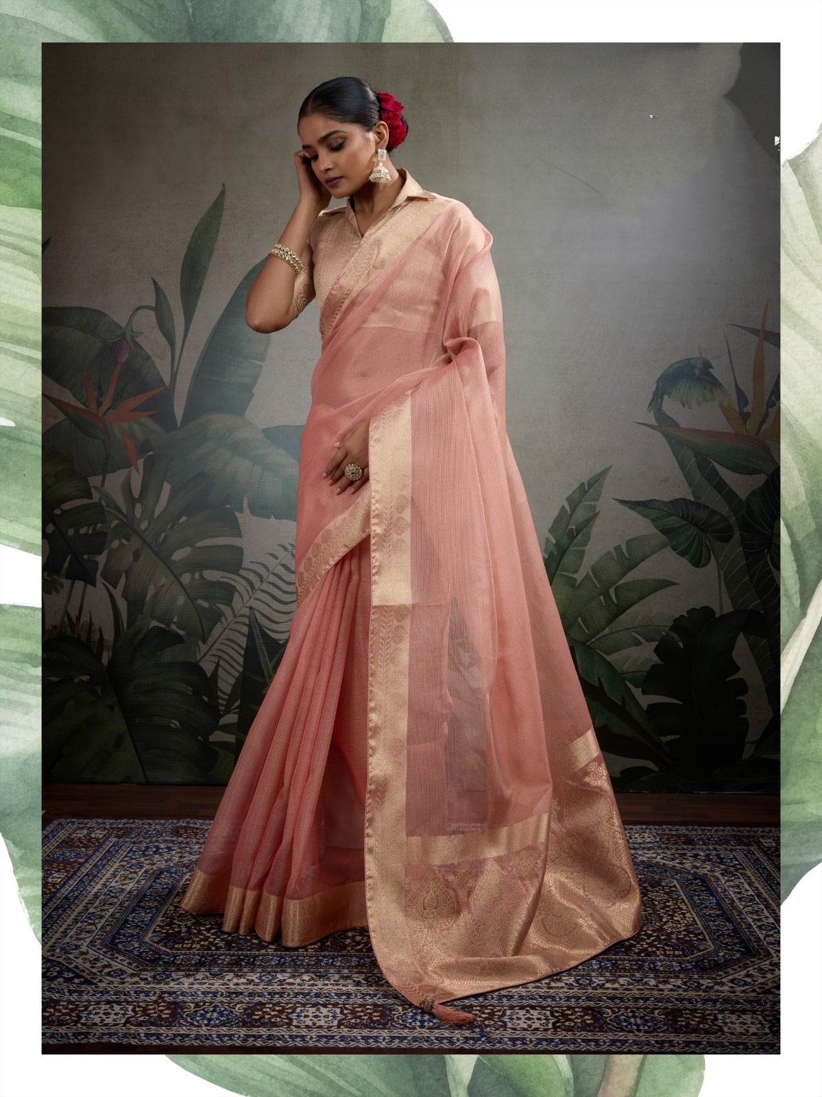 Peach  Luxury Soft Silk Sarees for Women | Elegant Indian Sarees UK