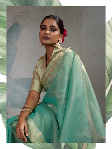 Sea Green Luxury Soft Silk Sarees for Women | Elegant Indian Sarees UK