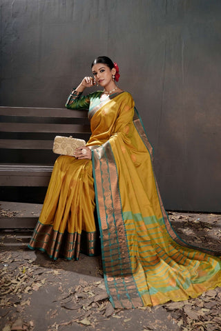 Mustard Designer Silk Saree | Premium Designer Silk Sarees for Women | Indian Saree UK