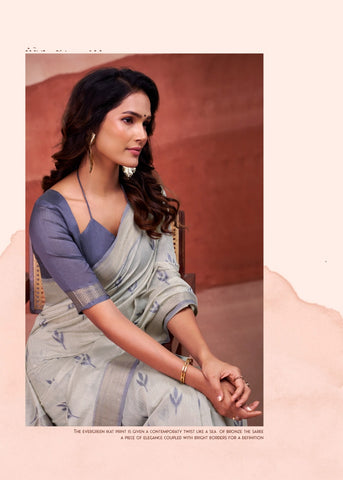 Elegant Grey Silk Saree for Women | Timeless Handwoven Look with Silver Border | Perfect for Festive & Party Wear