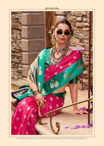 Pink  Luxury Handwoven Saree with Elegant Traditional Motifs | Festive & Wedding Wear Masterpiece