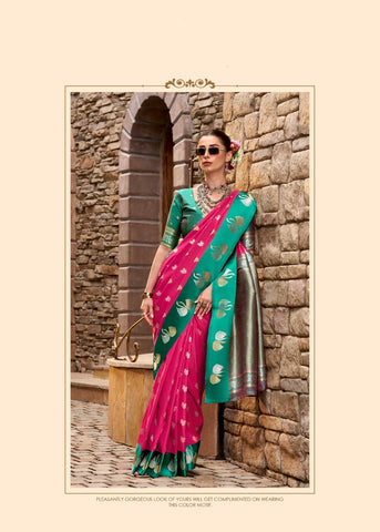 Pink  Luxury Handwoven Saree with Elegant Traditional Motifs | Festive & Wedding Wear Masterpiece
