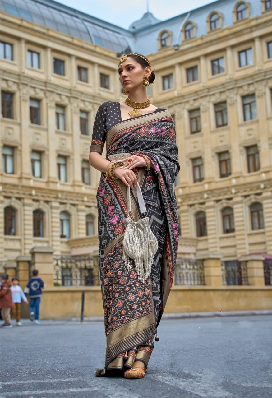 Timeless Royal Elegance in Black Silk Saree | Luxury Ethnic Fashion in a Modern City