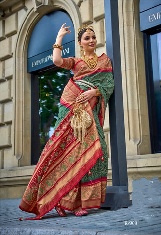 Royal Standing Pose in Green Silk Saree | Luxury Ethnic Fashion Meets Global Street Style