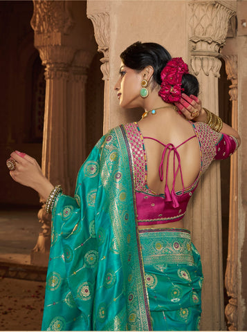 Royal Firozi Silk Saree Look | Timeless Heritage Elegance with Modern Queen Vibes
