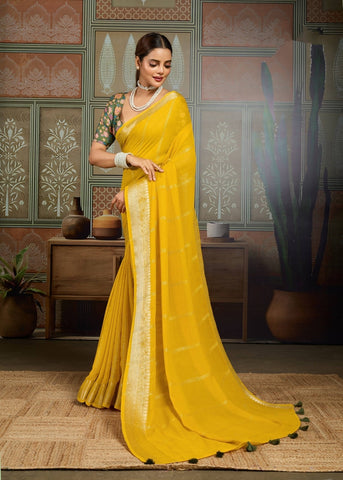 Yellow Designer Silk Sarees for Women | Wedding & Party Wear UK
