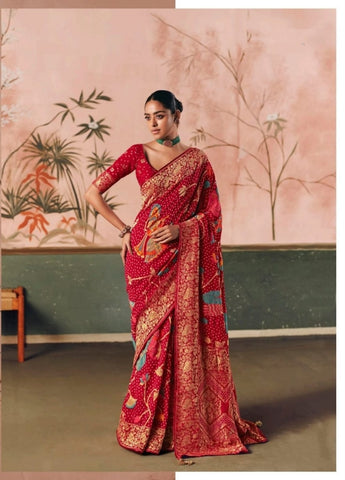 Red Designer Silk Saree for Women | Indian Wedding Saree UK
