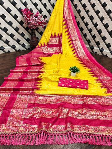 Yellow Designer Silk Sarees for Women | Wedding & Party Wear UK
