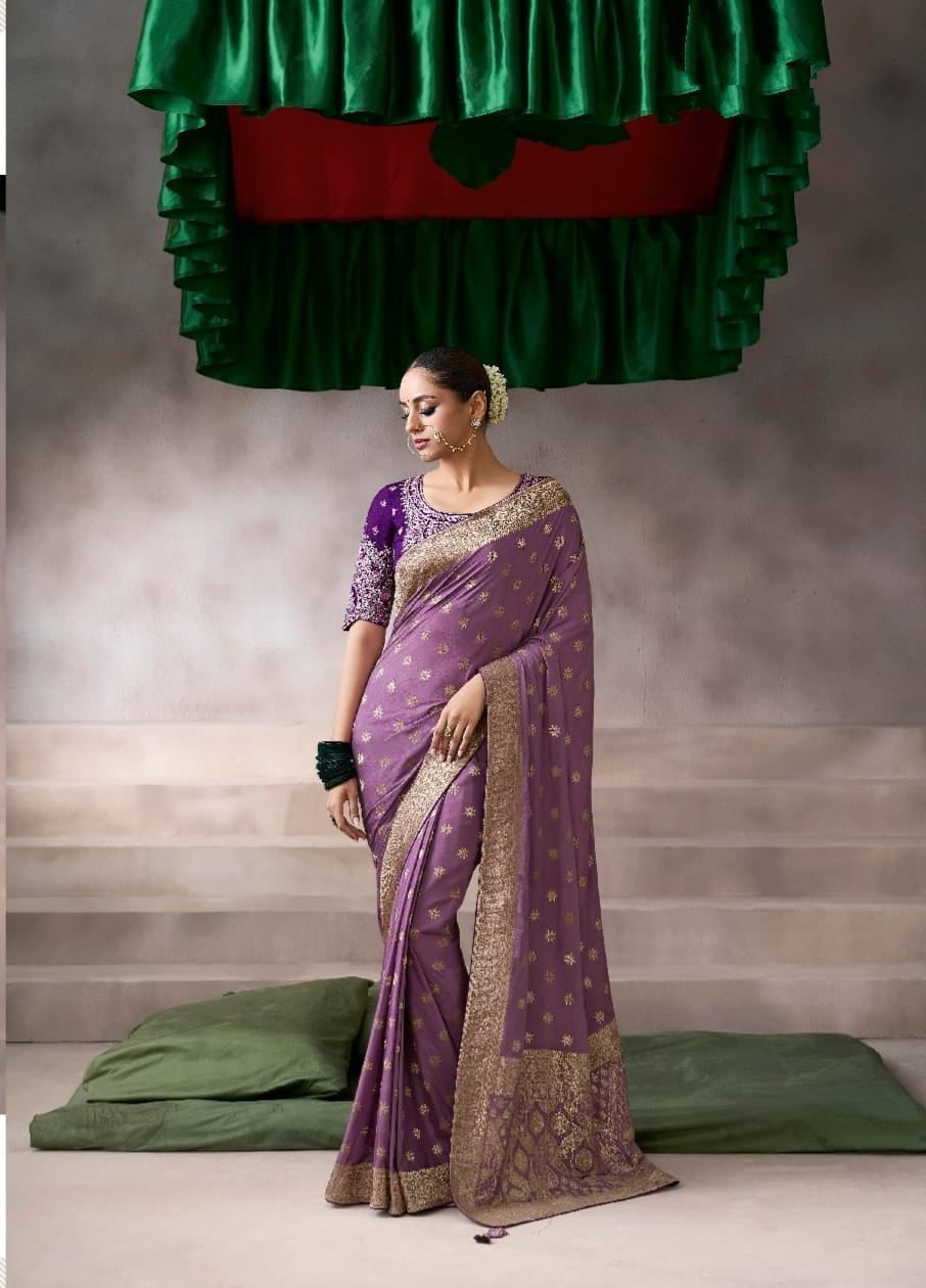 Purple Designer Embroidered Saree Collection | Wedding & Party Wear UK
