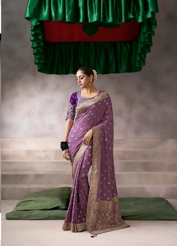Purple Designer Embroidered Saree Collection | Wedding & Party Wear UK